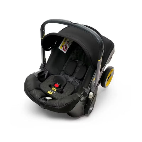 Doona Ultimate Peace of Mind Bundle Travel System - Black: 5-Point Harness, Rubber Tires, Rear Facing Seat