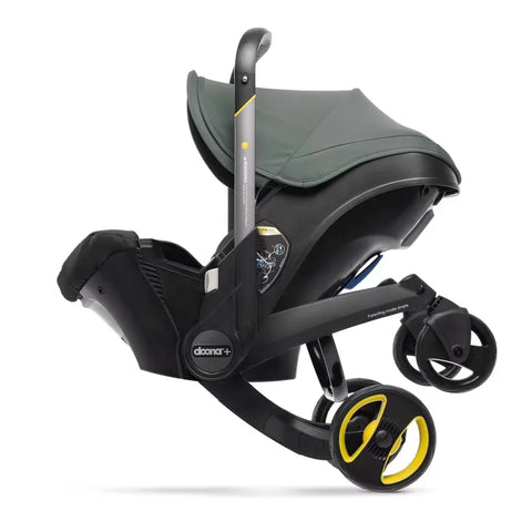 Doona Car Seat + Latch Base Travel System - Nitro Black: Rubber Tires, Aluminum Frame, Minimum Weight 4 Lbs, Weight 10 Lbs