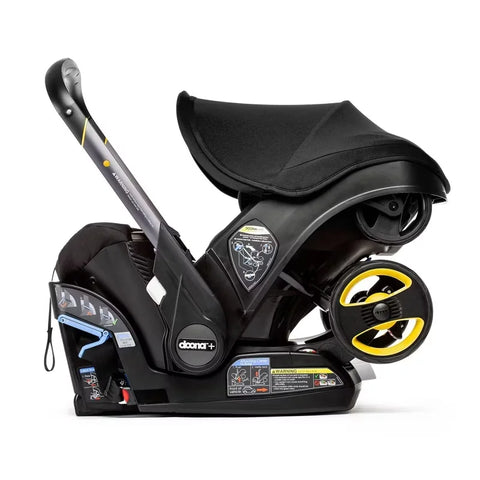 Doona Car Seat + Latch Base Travel System - Nitro Black: Rubber Tires, Aluminum Frame, Minimum Weight 4 Lbs, Weight 10 Lbs