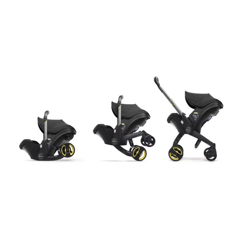 Doona Car Seat + Latch Base Travel System - Nitro Black: Rubber Tires, Aluminum Frame, Minimum Weight 4 Lbs, Weight 10 Lbs