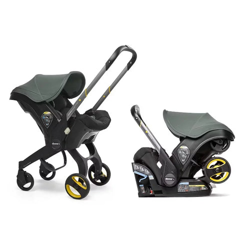 Doona Car Seat + Latch Base Travel System - Nitro Black: Rubber Tires, Aluminum Frame, Minimum Weight 4 Lbs, Weight 10 Lbs